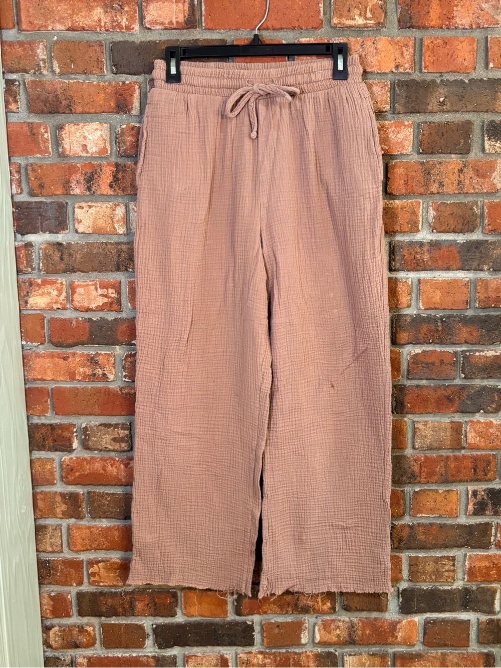 Project/Rebel womens gauzy cotton wide leg pants brown L